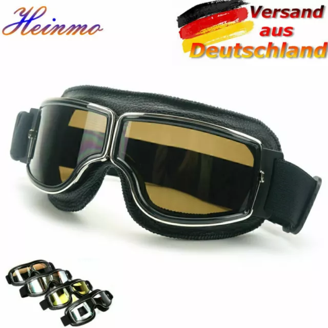 Retro Motorrad Helm Flieger Pilot Brille Flying Glasses Brille Goggles Lede R6K6