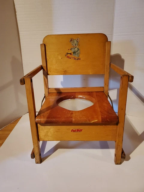 VTG OAK HILL folding Potty Chair Childs Primitive country planter