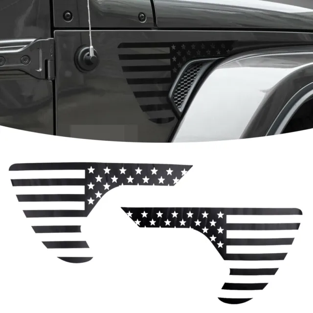 2pcs Black Fender Vent Flag Sticker fit for Jeep Wrangler JL/JT Gladiator 18-20