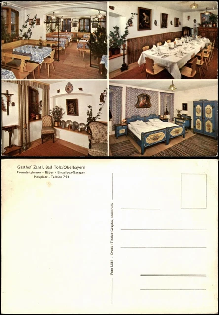Bad Tölz Gasthof Zantl Oberbayern Mehrbild-AK Innenansichten 1970
