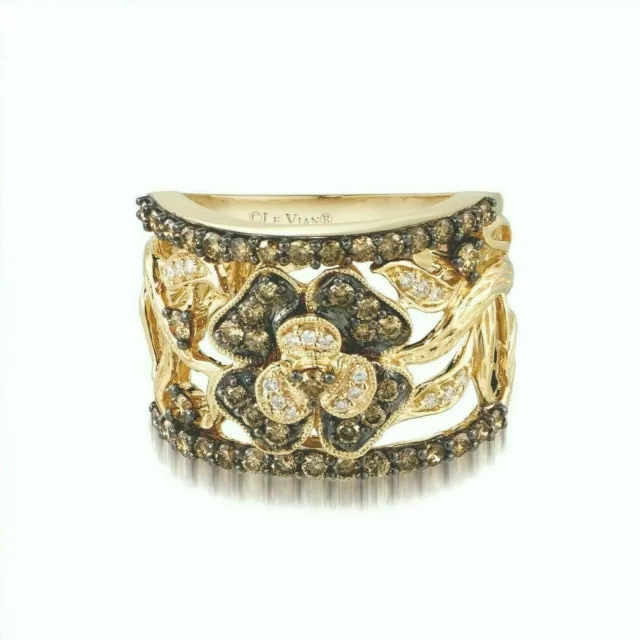 LeVian 14K Yellow Gold G-H SI1 Chocolate Diamond 0.96 cts Ring Size 7