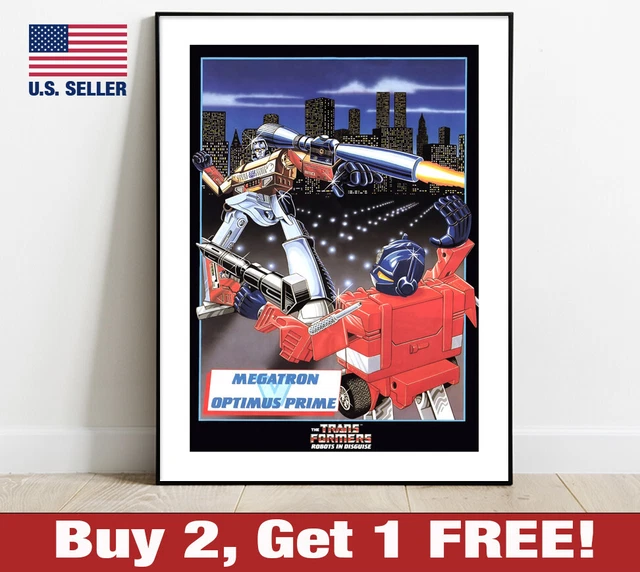 TRANSFORMERS G1 OPTIMUS Prime vs Megatron Ad Artwork Poster 18" x 24