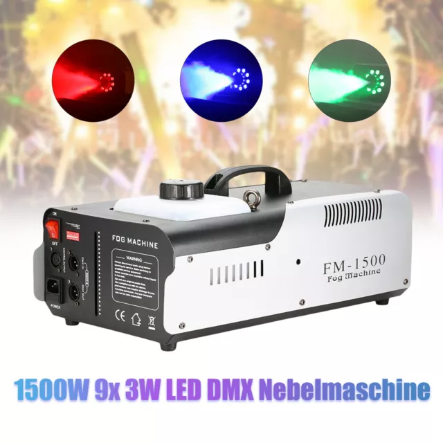 1500W Nebelmaschine 2L Kabel Funk Fernbedienung Rauch Maschine DMX 512 Fogger DE