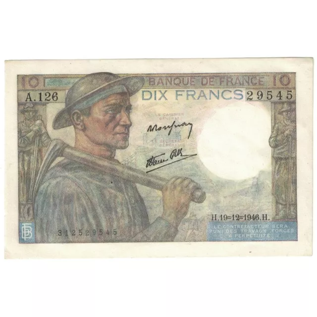 [#392575] France, 10 Francs, Mineur, 1946, A.126, AU, Fayette:8.16, KM:99, e