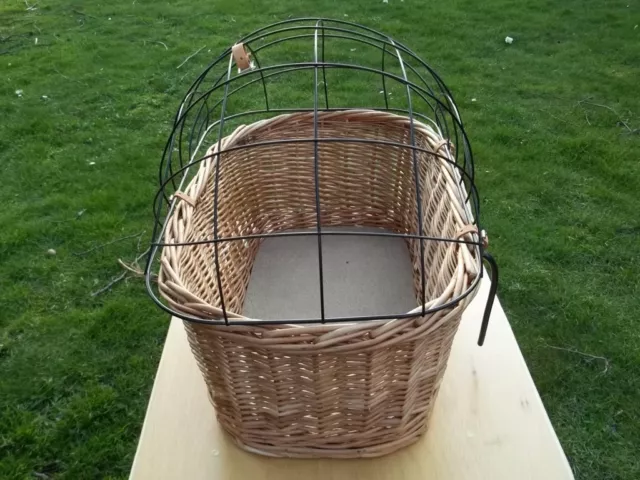 Cesta para perro, cesta para bicicleta para perro extra ancha con rejilla y suelo de madera 3