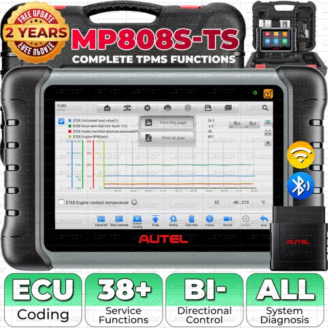 US Autel MaxiPRO MP808S MP808S-TS Diagnostic Key Coding TPMS Programming Scanner