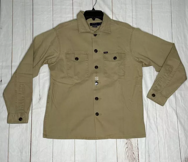 NWOT Polo Ralph Lauren Mens Shirt Jacket Olive S Classic Fit Herringbone Twill