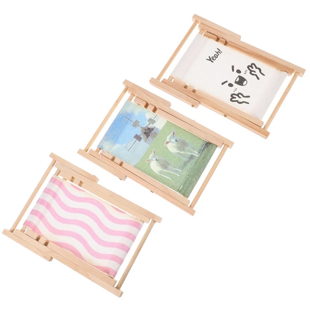 3 Pcs Mini House Chair Model Miniature Deck Prop Sunbath Dollhouse Folding Wave