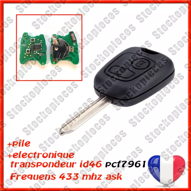 COQUE CLE + ELECTRONIQUE compatible CITROEN XSARA PICASSO BERLINGO 2002-2008