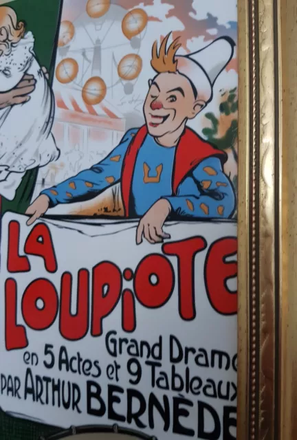 Cirque plaque faïence polychrome dessin Aristide Bruant la loupiote par Arthur