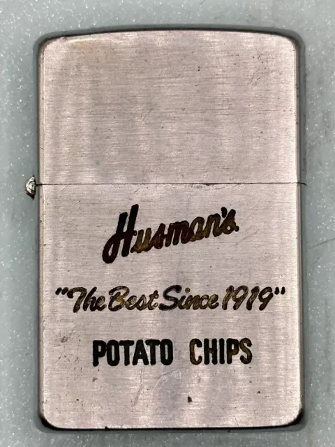 Vintage 1958 Husman’s Potato Chips Advertising Chrome Zippo Lighter