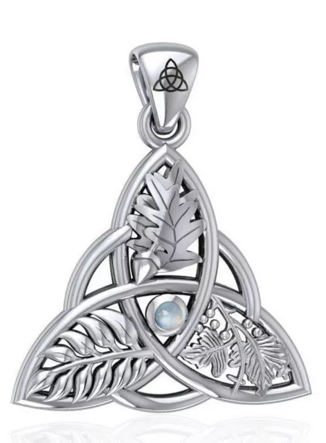 Peter Stone 925 Silber Kelten Triquetra Baumorakel Magie Kraftamulett Mondstein