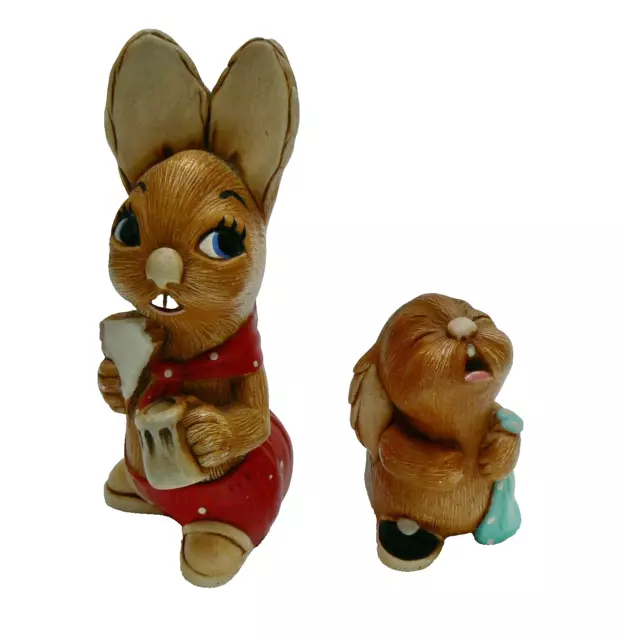 Pendelfin bunny-rabbit figurines 'Muncher' & 'Barney' vintage cute elfins