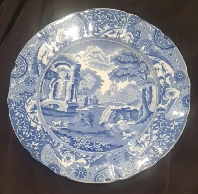 Spode Blue Italian Entree Plate. England. A1 Cond.  Old Mark. 22cm Dia. C1919.