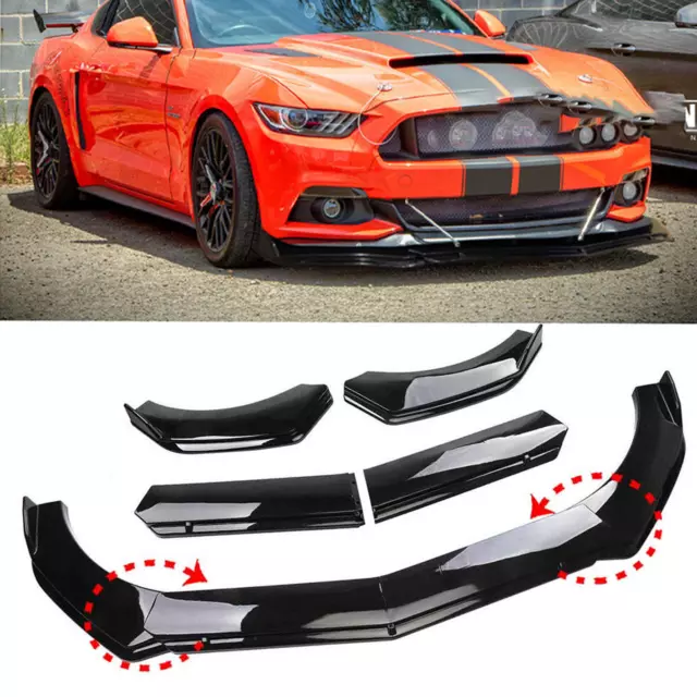 Front Bumper Lip Spoiler Chin Splitter Body Kit Glossy Black For Ford Mustang