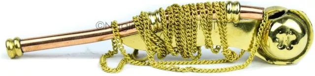 Boatswain's Bosun's Pipe Whistle with Chain & Handcrafted Wood Anchor Inlay Case