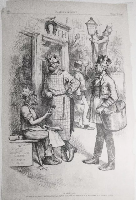 À Couronne Tout, Par Thomas Nast. Harper's Hebdomadaire, April 3, 1880. Original