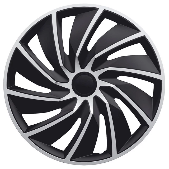 Copricerchi Coprimozzi Copriruota Turbo 14 pollici Argento/Nero Set (4 Pezzo)