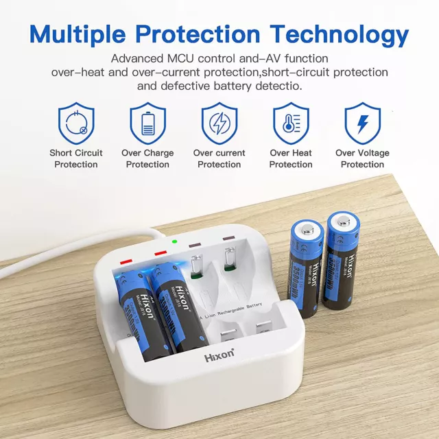 Caricabatteria AA AAA USB per batterie al litio 1.5v ricaricabili li-ion 1,5v