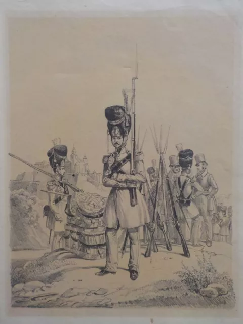 UNIFORMEN: Würzburg, Bayrische Landwehr. Lithographie um 1850 Eckert / Monten