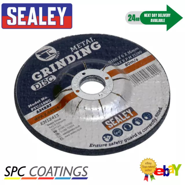 5 x Sealey PTC/100G Metal Grinding Disc Ø100 x 6mm 16mm Bore A24RBF