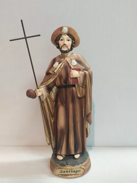 Statua Di San Giacomo Cm 20 In Resina Decorata A Mano Produzione Artigianale