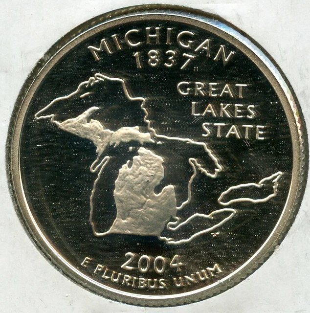 2004-S Michigan State Quarter Silver Proof Coin Statehood - JN130