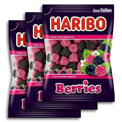 3x HARIBO - Berries / Framboises De Sucre Avec Doux Kern