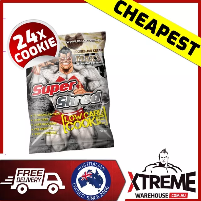 24 X Max's Super Shred Cookies 75G Low Carb High Protein Supershred Fat Burners