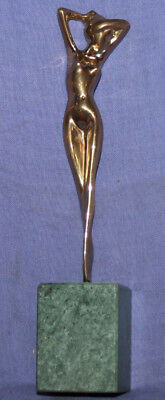 Hand made modernist brass artwork statuette with marble base