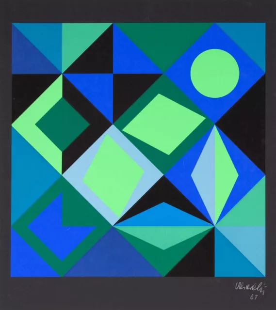 VICTOR VASARELY 1906 - 1997 Farbserigraphie 1967 Signiert