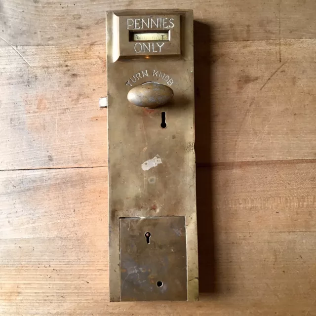 Vintage Public Toilet Door Lock Spend A Penny Brass Antique Old Vacant Engaged