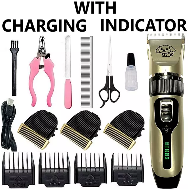 Dog Cat Pet Grooming Kit Rechargeable Cordless Electric Hair Clipper Trimmer Set