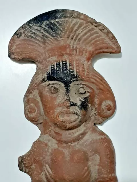 Pre columbian pottery, Huaco, Warrior figure, antique sculpture, prehispanic