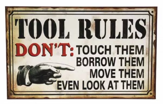 Tool Rules Metal Tin Sign Workshop Man Cave Fathers Day Wall Art Home Decor