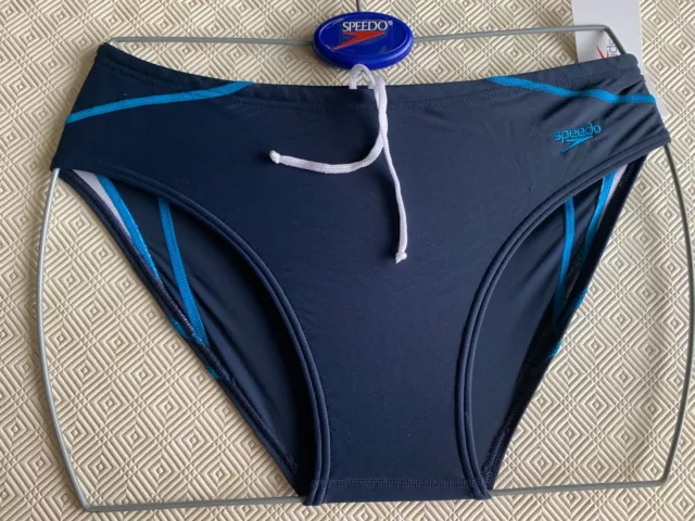 Speedo Swimwear Mens Nylon Lycra Blue Propeller  8 Cm Brief Uk Size 34"