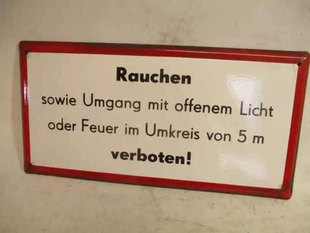 Orig. Emaille Schild Rauchen Verboten Werbung Reklame Garage Keller 5m Umkreis