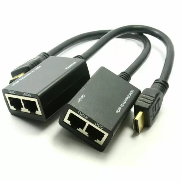 30m HDMI Extendeur sur Ethernet RJ45 Câble Avec Intégré HDMI Prises [005511]