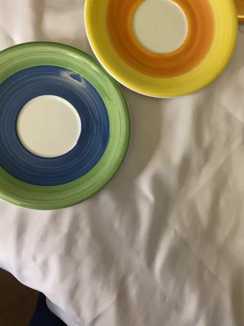 HAND PAINTED 3-EXOTIC Italian Salad-Dessert Porcelain Plates. Vibrant ...