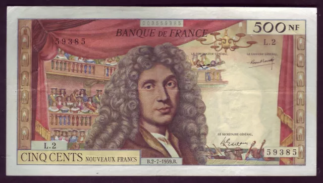 A15+  Billet  500 Nouveaux Francs  Moliere  2  Juillet  1959