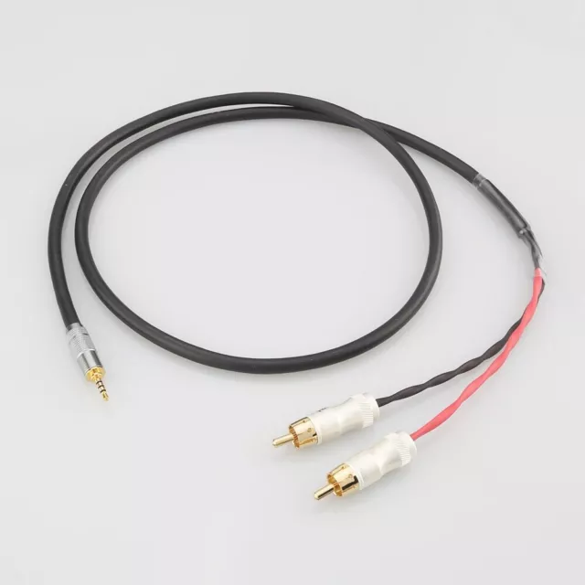 2.5/3.5/4.4mm Jack Plug to 2 RCA Audio Splitter Cable OCC Hi-Fi Cinch Kabel