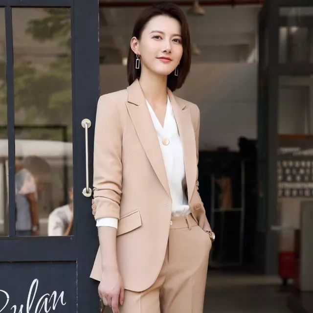 High-End Uniform Business two-piece Suits with Trouser Office Long Blazer Set