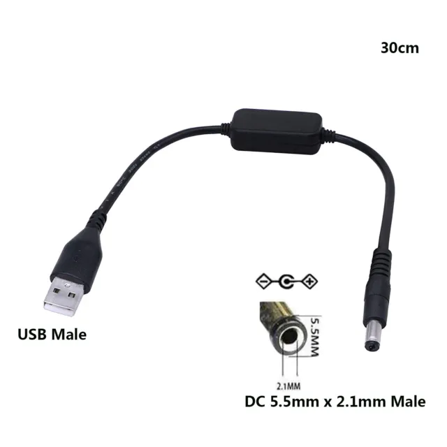 USB 5V to DC 5.5mm x 2.1mm 12V Converter Step Up Voltage Converter Power Cable