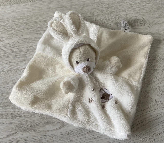 Doudou Plat Ours Déguisé En Lapin Blanc Écru Brodée Cage Oiseau Simba Toys Com 9
