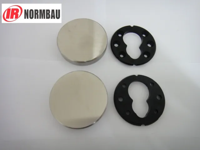 Escutcheon Blind Blank Covers Pair Normbau In Satin Nickel / Satin Chrome - New
