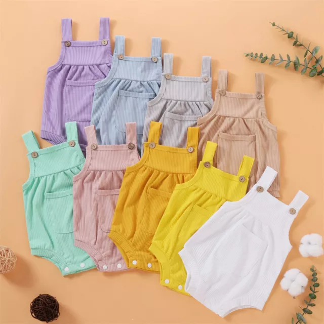 Newborn Infant Kids Baby Boys Girls Romper Bodysuit Clothes Outfit Suspender