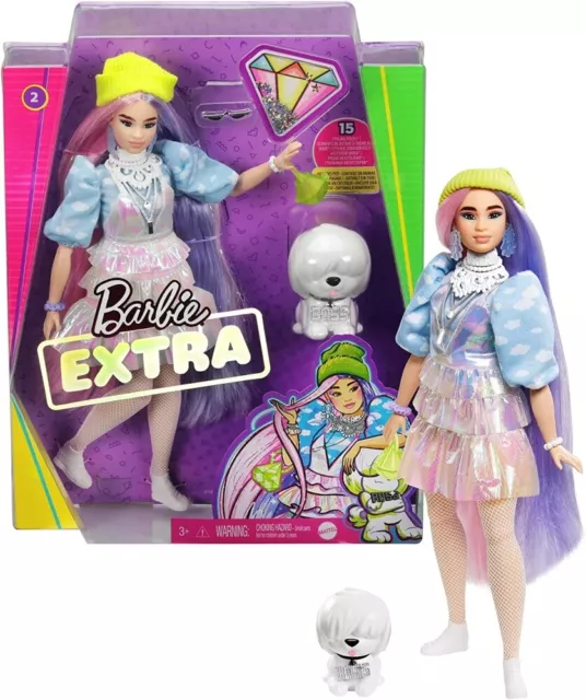 Barbie Extra poupée articulée blonde au look tendance et oversize, avec  figurine animale et accessoires inclus, jouet pour enfant, GRN28
