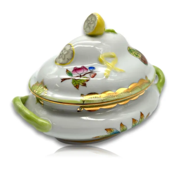 Herend - kleine Deckeldose Dose Bonboniere - Porzellan Queen Victoria Handbemalt