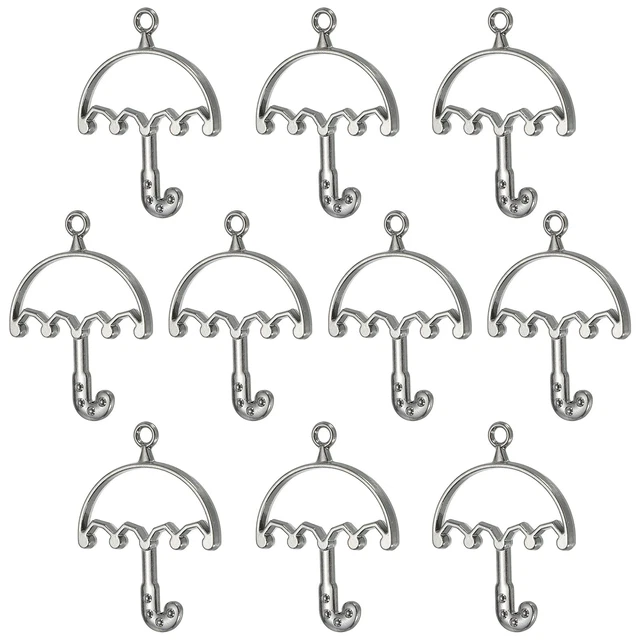 Legierung Offene Lünetten Anhänger 20 Pack Regenschirm Anhänger Rahmen Schwarz