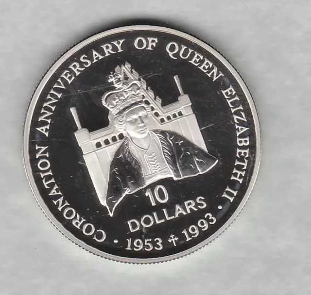 1992 Solomon Islands Queen Elizabeth Ii Coronation Silver Proof $10 Coin